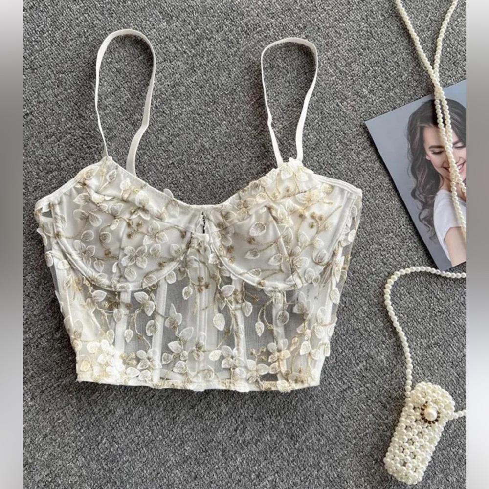 Floral Embroidered Bustier Top
